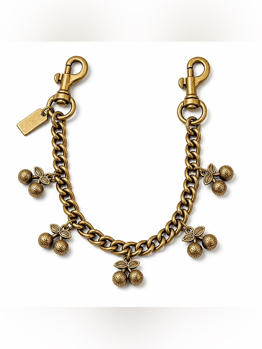 Gold-Tone Cherry Charm Key & Card Holder Chain